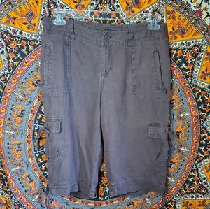 a.n.a (A New Approach) Chocolate Brown Linen Cargo Capri Pants Womens Petite 8P
